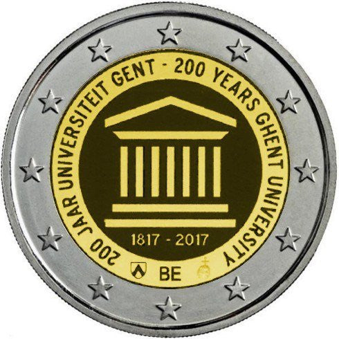 Belgia 2 euro 2017 200 lat istnienia uniwersytetu w Gandawie (wersja niderlandzka)
