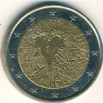 Finlandia 2 euro 2008 60-lecie powstania Powszechnej Deklaracji Praw Człowieka (Finlandia)