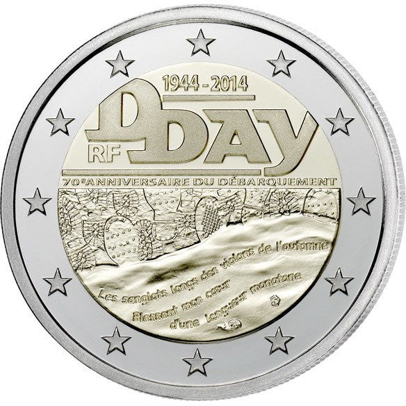 Francja 2 euro 2014 70 rocznica lądowania w Normandii