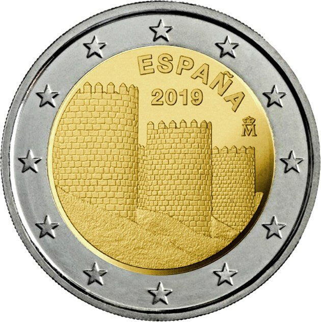Hiszpania 2 euro 2019 UNESCO – starówka w Ávili i kościoły za murami