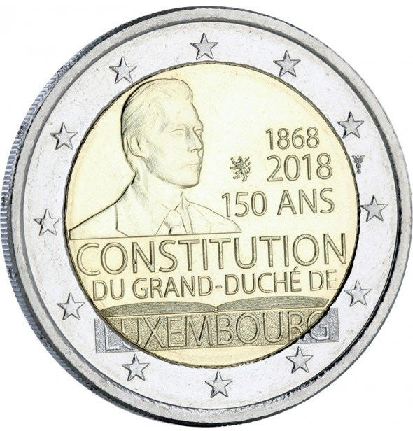 Luksemburg 2 euro 2018 150 rocznica utworzenia konstytucji Luksemburga