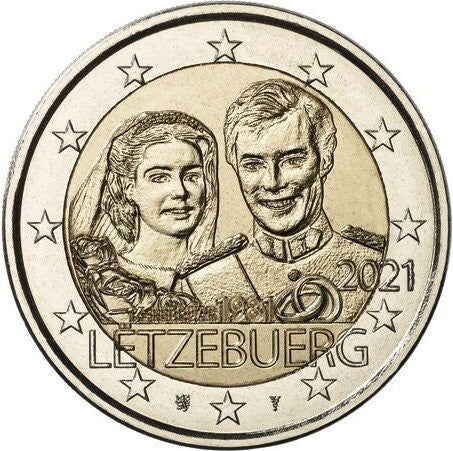 Luksemburg 2 euro 2021 40 rocznica ślubu Wielkiego Księcia Henryka i Marii Teresy