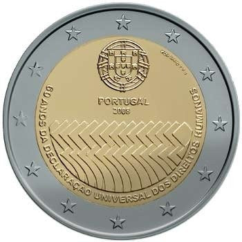 Portugalia 2 euro 2008 60-lecie powstania Powszechnej Deklaracji Praw Człowieka (Portugalia)