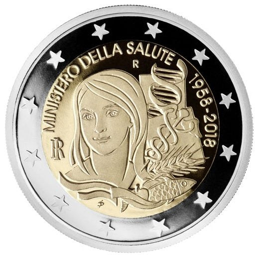 Włochy 2 euro 2018 60 rocznica powstania włoskiego ministerstwa zdrowia