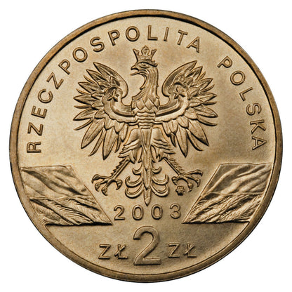 2 zł 2003 -Zwierzęta świata: Węgorz europejski (łac. Anguilla anguilla)