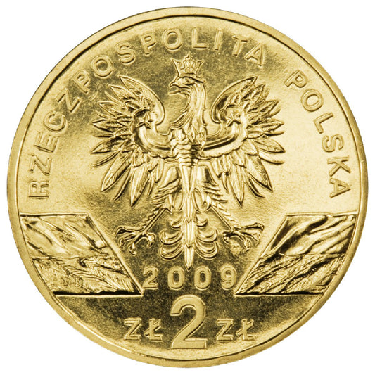 2 zł 2009 - Zwierzęta Świata: Jaszczurka zielona (łac. Lacerta viridis)