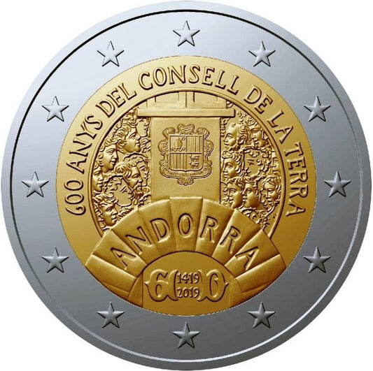Andora 2 euro 2019 600-lecie ustanowienia Rady Ziemskiej