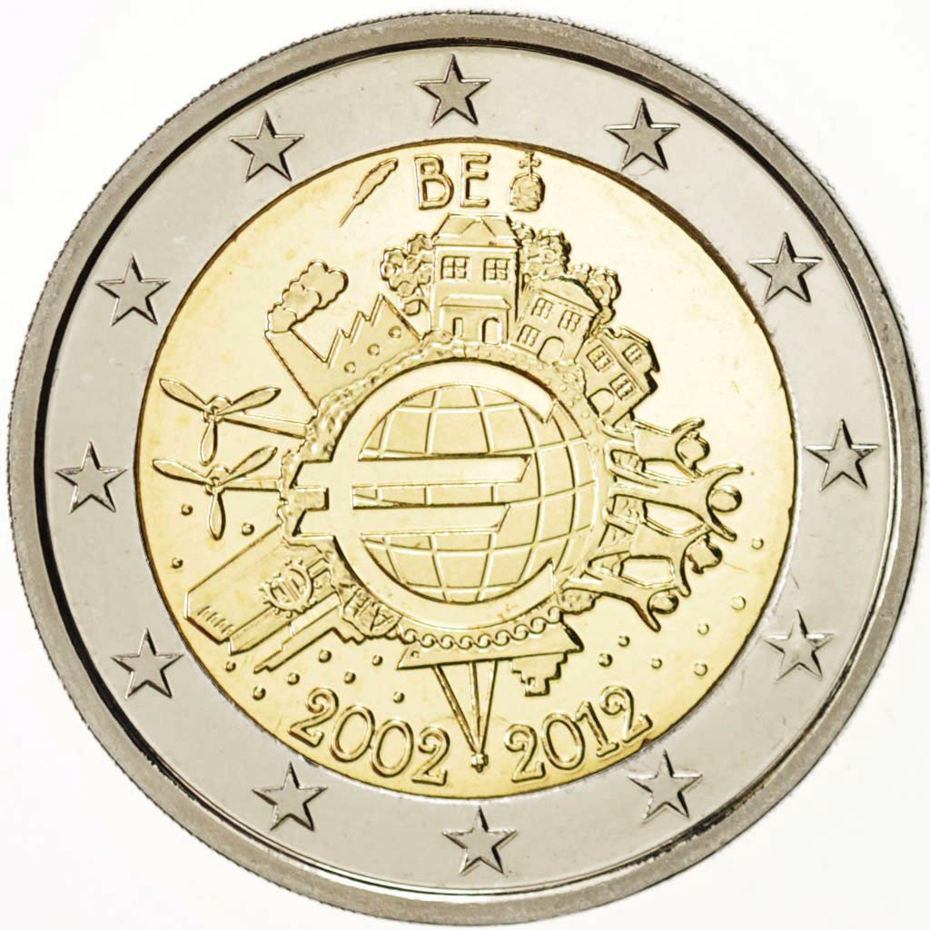 Belgia 2 euro 2012 10-lecie banknotów i monet euro (Belgia)