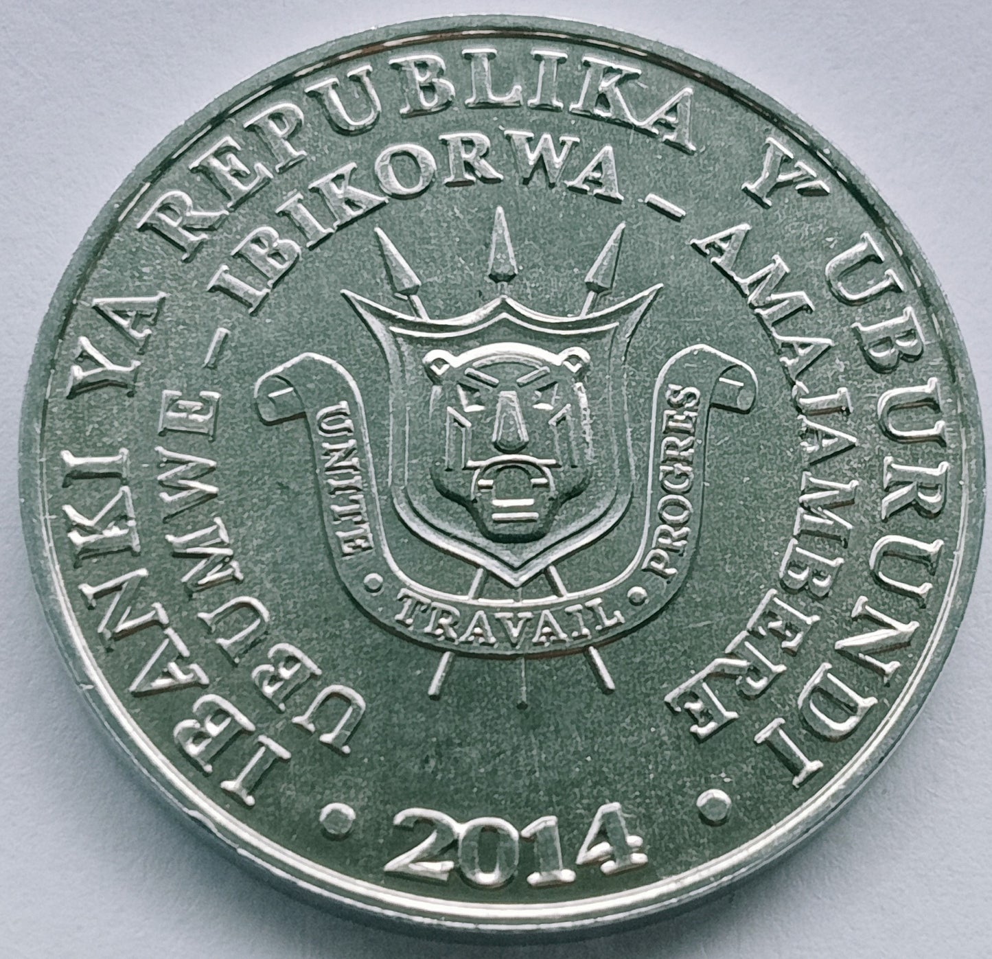 Burundi 5 Franków 2014 Ptaki - wojownik wspaniały (Stephanoaetus coronatus)
