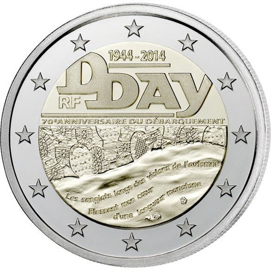 Francja 2 euro 2014 70 rocznica lądowania w Normandii