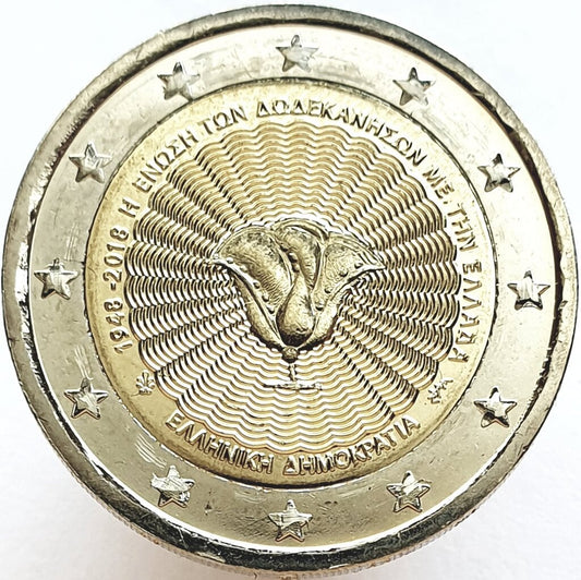 Grecja 2 euro 2018 70-lecie Unii Wysp Dodekanezu z Grecją