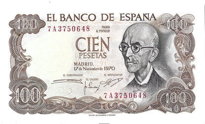 Hiszpania 100 Peseta 1970  - UNC