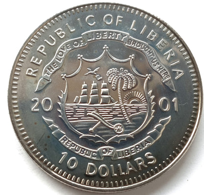 Liberia 10 Dolarów 2001 Życie Gandhiego
