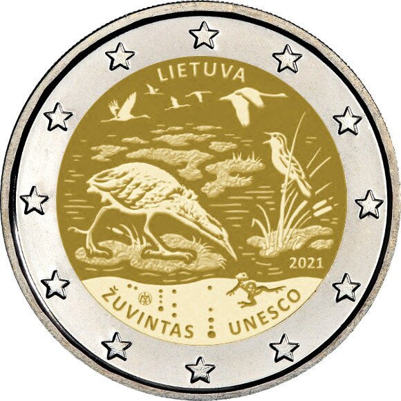 Litwa 2 euro 2021 Rezerwat Biosfery Žuvintas (Żuwinta)