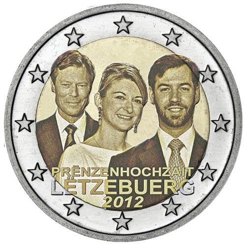 Luksemburg 2 euro 2012 Ślub dziedzicznego wielkiego księcia Wilhelma z hrabianką Stéphanie de Lannoy