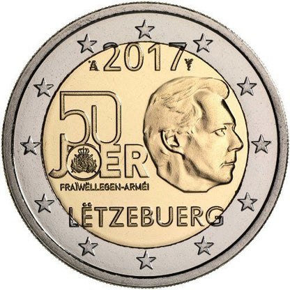 Luksemburg 2 euro 2017 50-lecie powstania ochotniczej armii Luksemburga