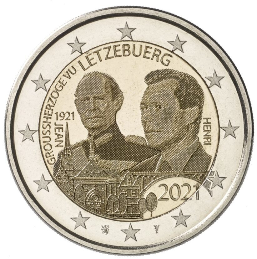 Luksemburg 2 euro 2021 100 rocznica urodzin Jana Wielkiego Księcia Luksemburga