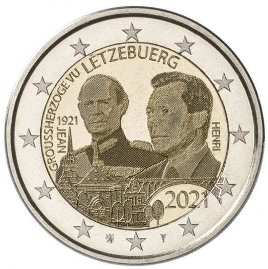 Luksemburg 2 euro 2021 100 rocznica urodzin Jana Wielkiego Księcia Luksemburga