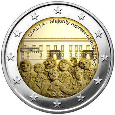Malta 2 euro 2012 Uchwalenie konstytucjonalne reprezentacji większościowej na Malcie w 1887 roku
