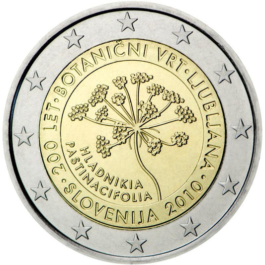 Słowenia 2 euro 2010 200 rocznica powstania ogrodu botanicznego w Lublanie