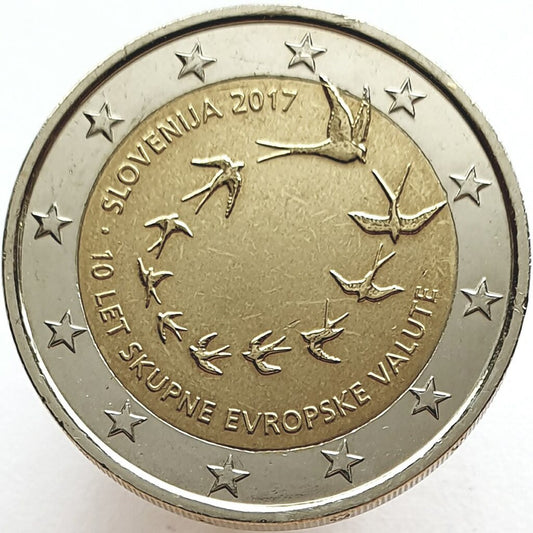 Słowenia 2 euro 2017 10 rocznica przyjęcia waluty euro przez Słowenię
