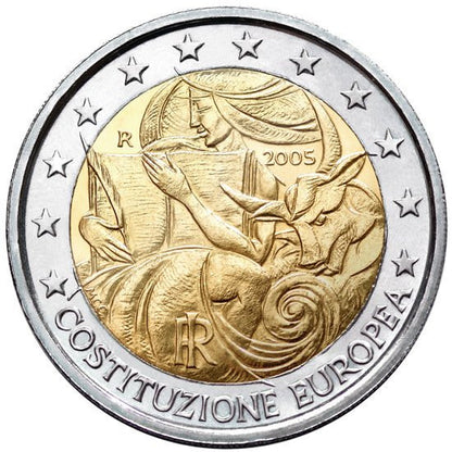 Włochy 2 euro 2005 1 rocznica podpisania konstytucji europejskiej