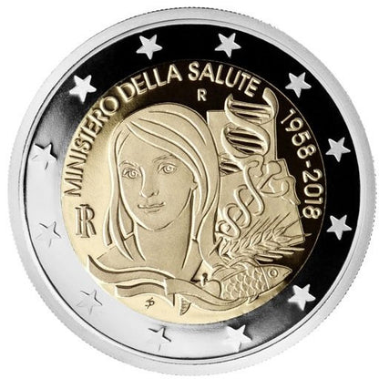 Włochy 2 euro 2018 60 rocznica powstania włoskiego ministerstwa zdrowia